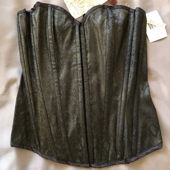 Guess Gold Black Metallic Stretch Bustier NWT - Picture 7 of 9